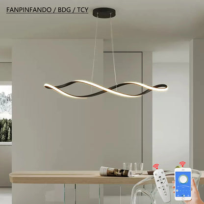 Suspension LED Moderne à Intensité Variable avec Télécommande – Hauteur Réglable 92 cm, Éclairage Îlot et Salle à Manger