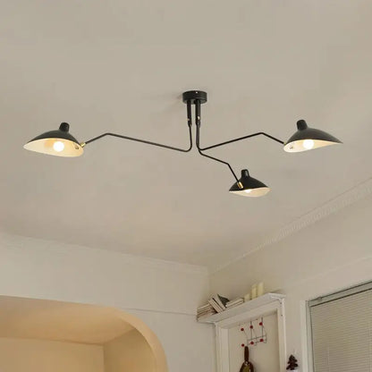 Plafonnier LED suspendu design araignée en métal noir, lumière chaleureuse pour salon et chambre