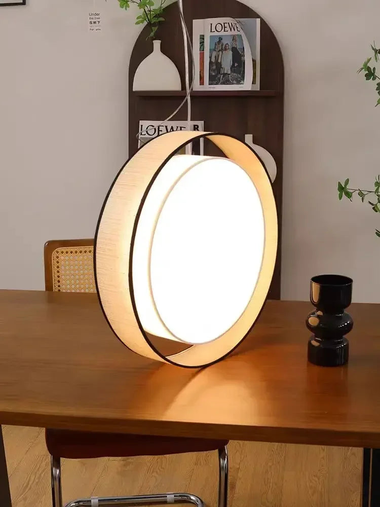 Plafonnier LED Circulaire en Tissu, Luminaire Décoratif pour Salon et Chambre