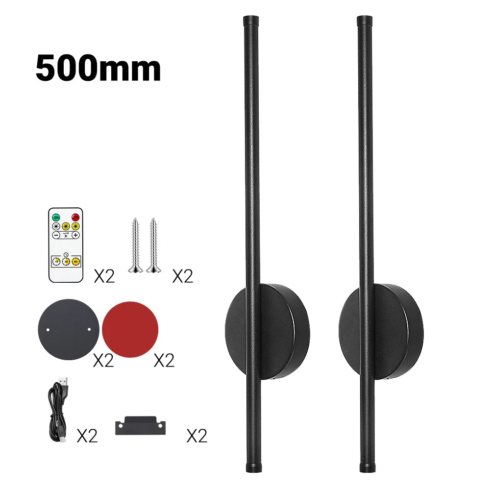 Applique Murale LED Rechargeable Aluminium à Intensité Variable avec Télécommande, Lot de 2, 50 et 80 cm