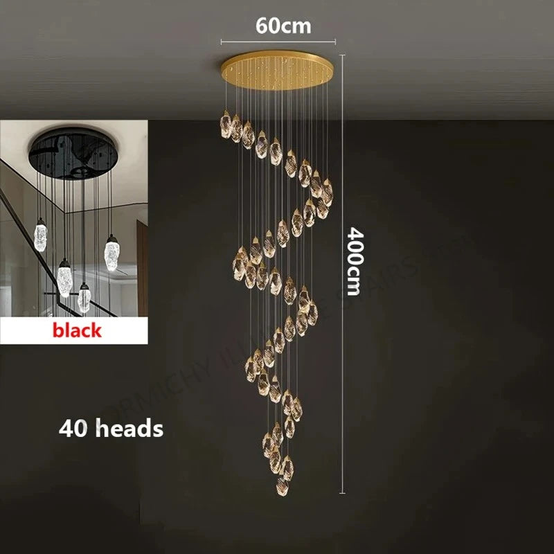 Lustre suspendu moderne en cristal LED, lumière chaude réglable pour intérieur design