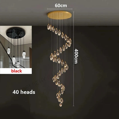 Lustre suspendu moderne en cristal LED, lumière chaude réglable pour intérieur design