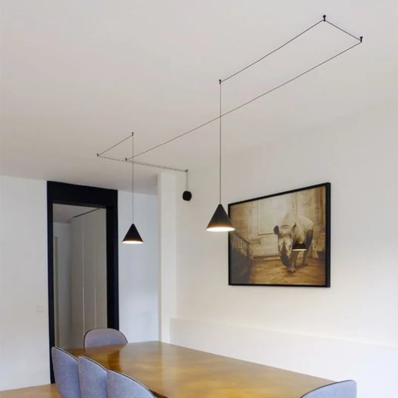 Suspension moderne en aluminium avec lumière chaude pour salon et chambre