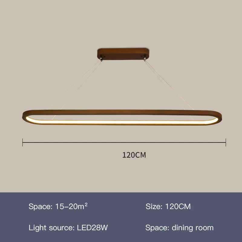 Suspension LED en bois design moderne, lumière blanche pour intérieur cosy