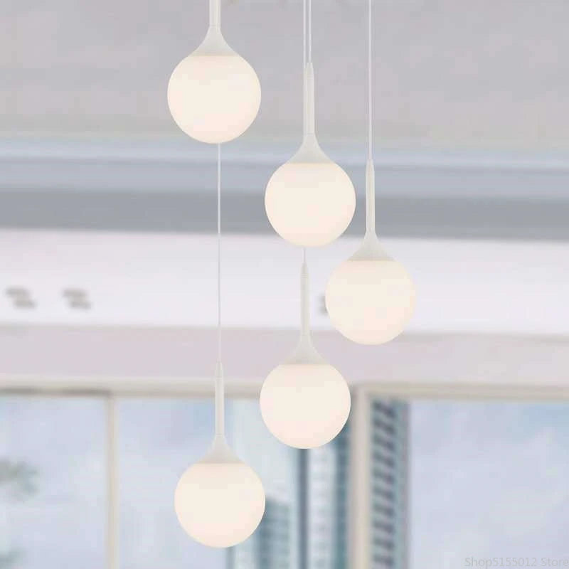 Suspension LED Boule en Verre Nordique, Luminaire Design Moderne