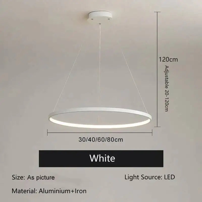 Suspension LED ronde moderne en aluminium noir et blanc, lumière chaude et froide pour intérieur