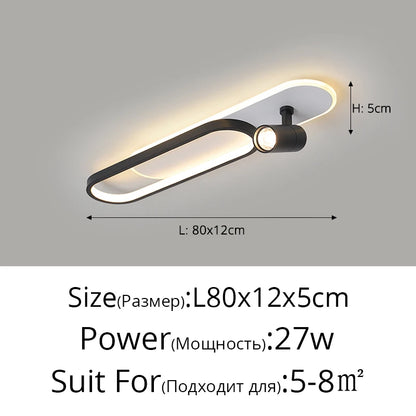 Plafonnier LED moderne avec projecteur or pour chambre et bureau
