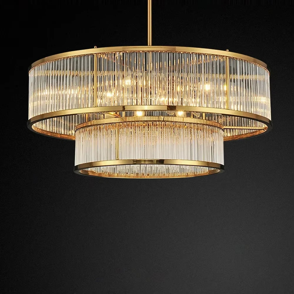 Suspension lustre en cristal doré cuivre, LED luxueuse pour salon et chambre
