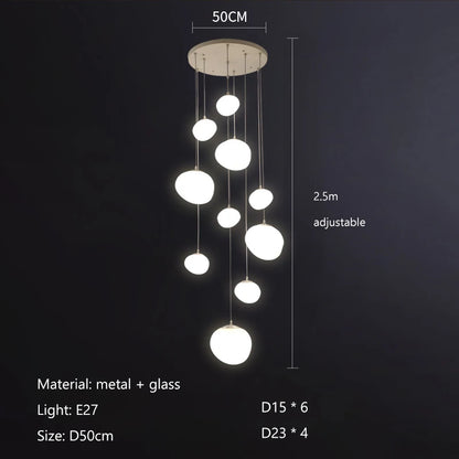 Suspension LED en verre blanc Gregg, design moderne pour villa et escalier