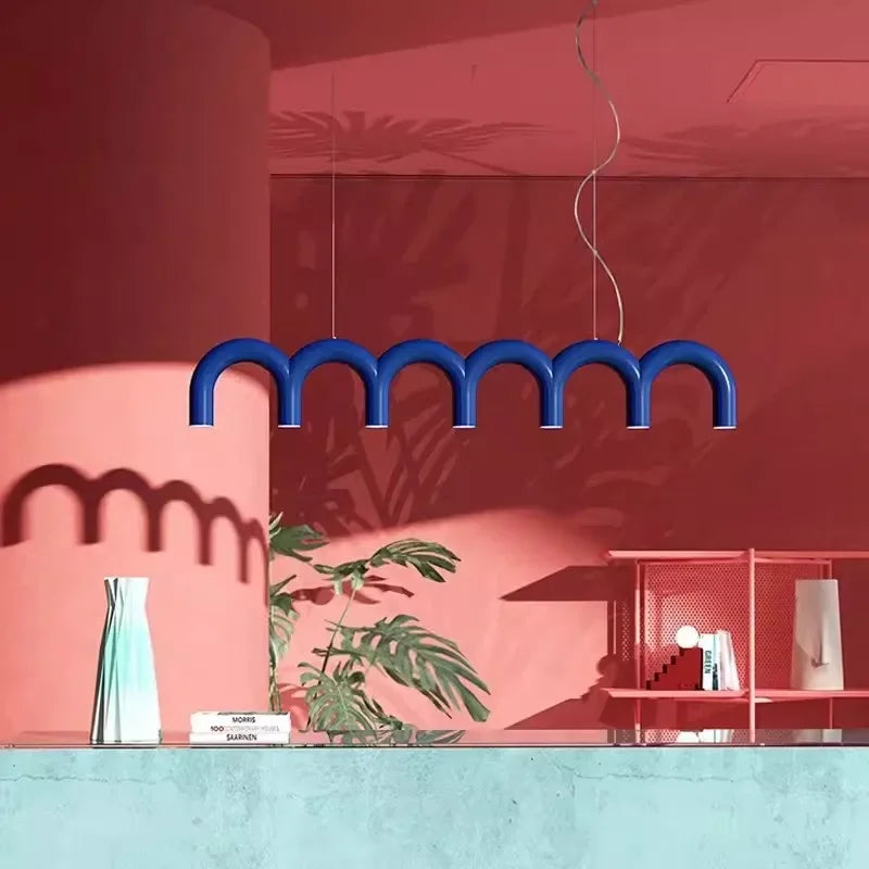 Suspension moderne en U en fer pour chambre, bar et restaurant, éclairage décoratif design