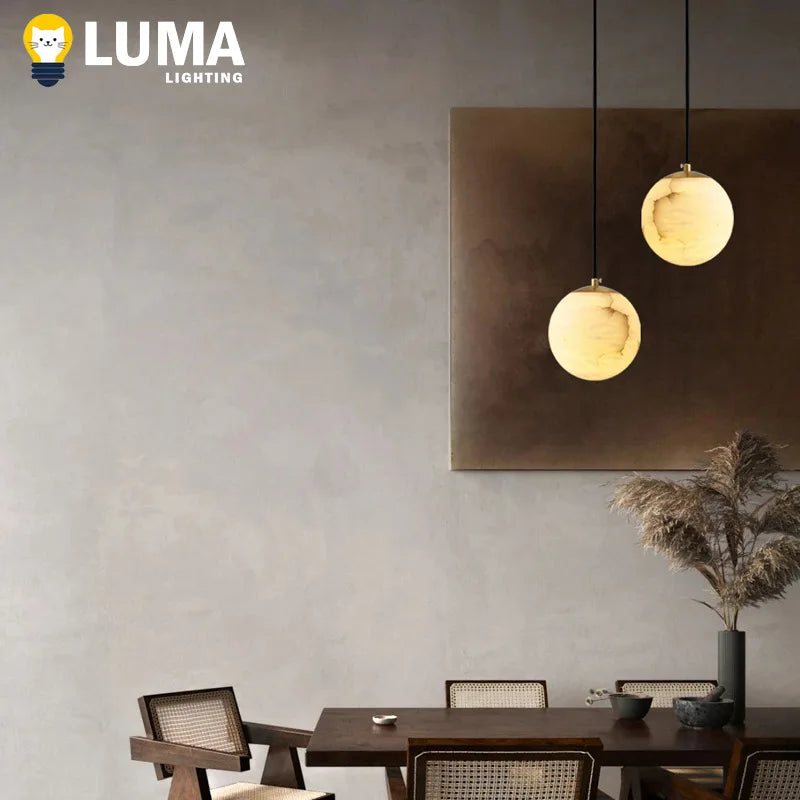 Suspension en cuivre massif et marbre espagnol, design luxe moderne