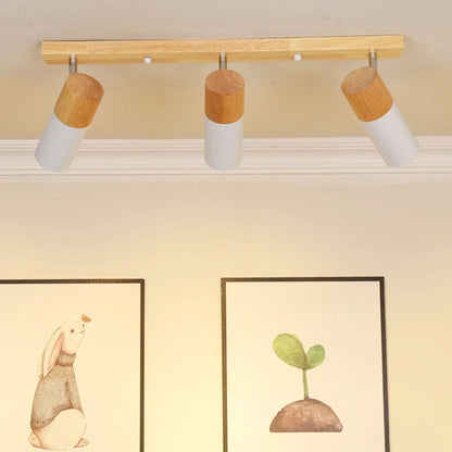 Plafonnier LED rotatif en bois au design nordique moderne, éclairage intérieur chaleureux