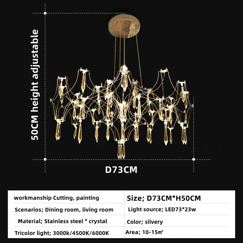 Suspension moderne en cristal pour salon et chambre, éclairage LED dimmable