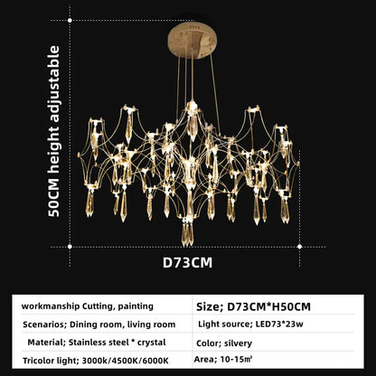 Suspension moderne en cristal pour salon et chambre, éclairage LED dimmable