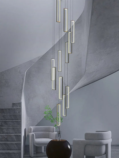 Suspension LED Minimaliste en Aluminium, Luminaire Moderne pour Hall et Escalier