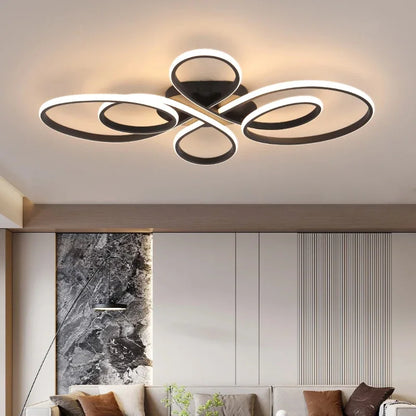 Plafonnier LED moderne à intensité variable avec télécommande, design métal et aluminium, éclairage chaleureux pour salon et salle à manger