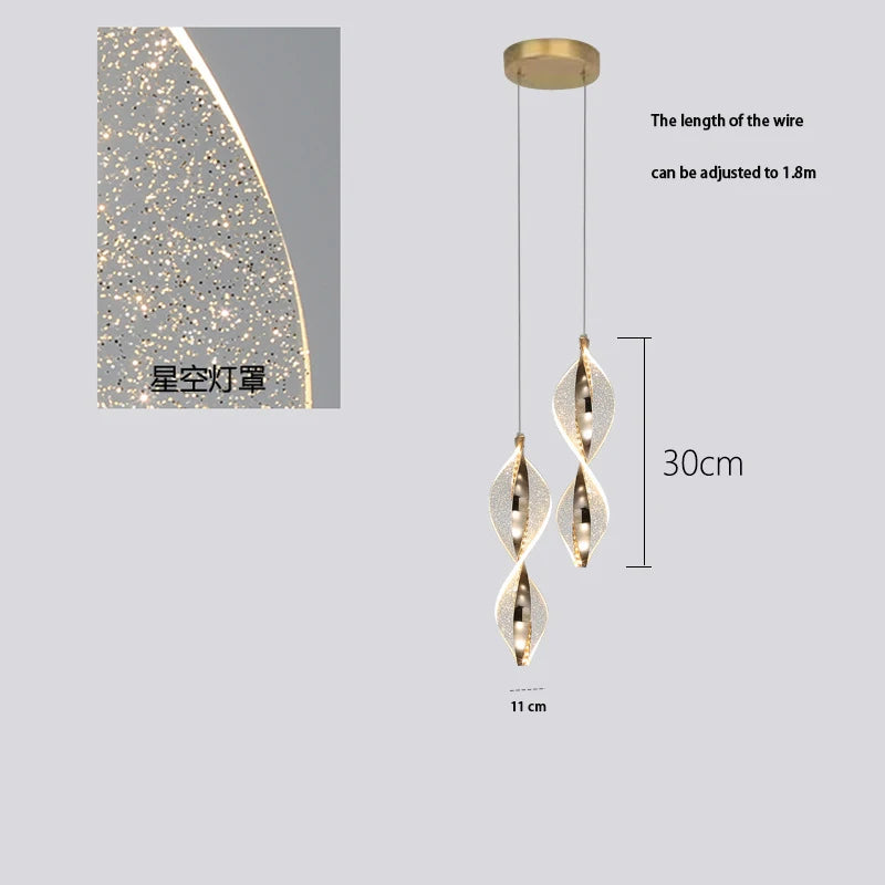 Suspension LED nordique en acrylique, lumière chaude et naturelle pour intérieur