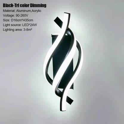Applique Murale LED Moderne Design Spirale Aluminium Lumière Chaude