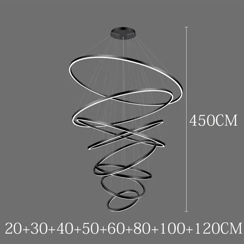 Suspension nordique en ferronnerie et acrylique, lumière chaude modulable pour salon et salle à manger