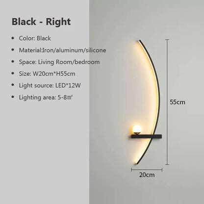 Applique Murale LED Moderne Noire en Aluminium, Luminaire Intelligente à Intensité Variable