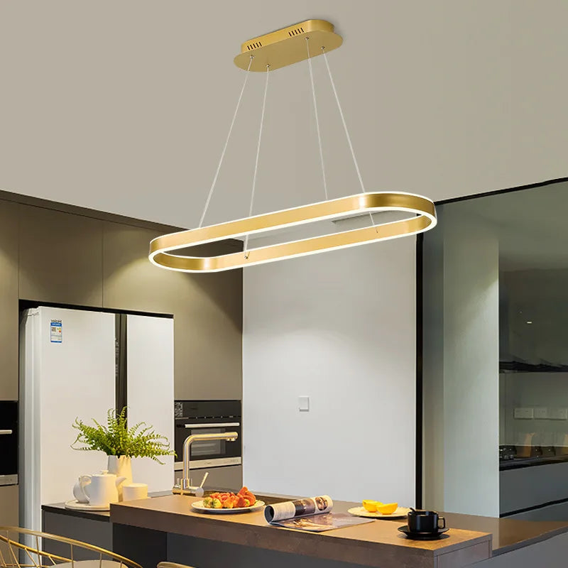 Suspension LED nordique en aluminium, lumière variable pour salle à manger et cuisine