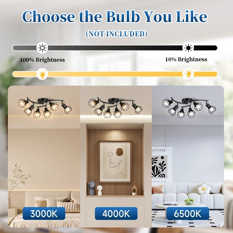 Plafonnier LED E27 en fer, angle réglable, design contemporain pour intérieur