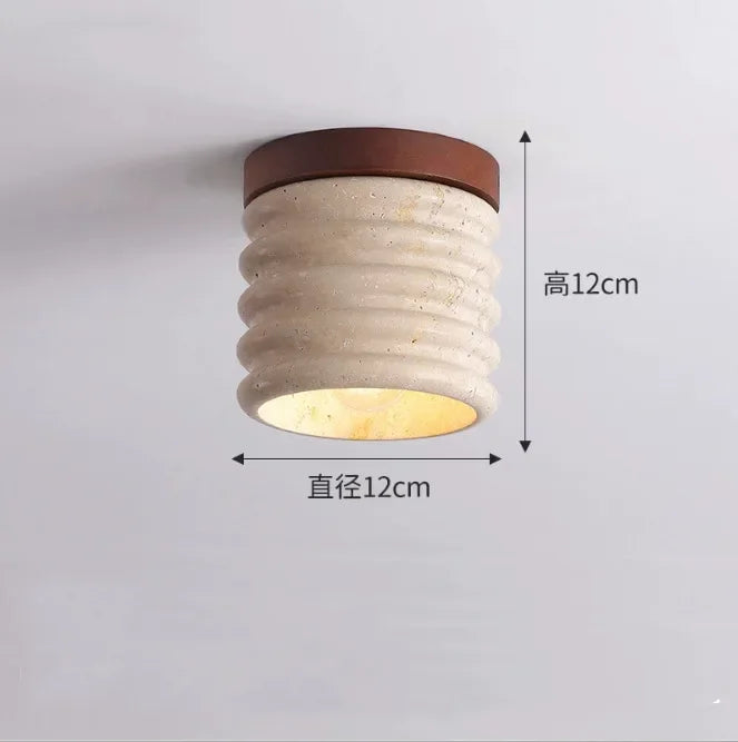 Plafonnier LED en pierre de travertin, lumière chaude pour salon et couloir