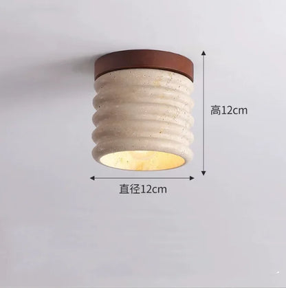 Plafonnier LED en pierre de travertin, lumière chaude pour salon et couloir