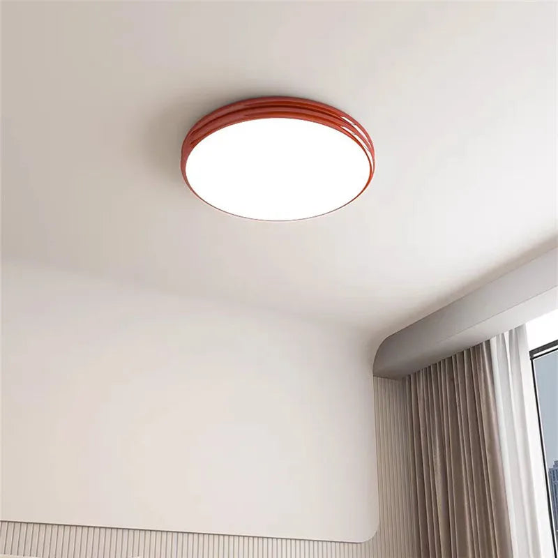Plafonnier rond Bauhaus vert en métal LED pour ambiance cosy