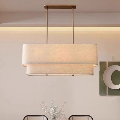 Suspension linéaire rectangulaire vintage en tissu pour ambiance cosy