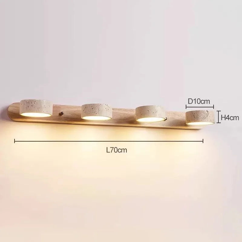 Applique Murale Duo Travertine LED Rotative Design Wabi Sabi Pierre