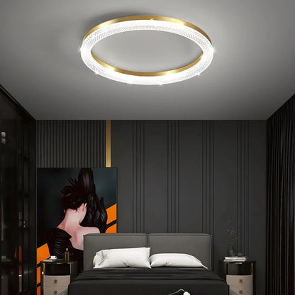 Plafonnier LED Design Nordique en Métal Doré, Luminaire Dimmable pour Chambre et Cuisine