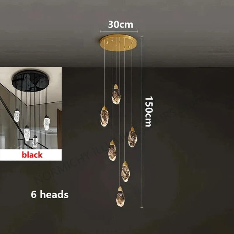 Lustre suspendu moderne en cristal LED, lumière chaude réglable pour intérieur design