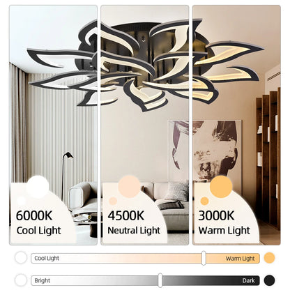 Plafonnier LED Design Floral Moderne en Acrylique, Intensité Réglable pour Ambiance Chaleureuse