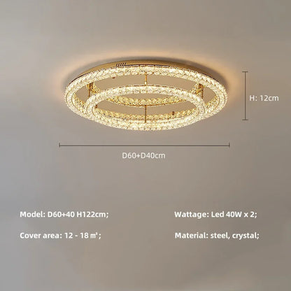 Plafonnier LED moderne rond en cristal pour salon et hôtel