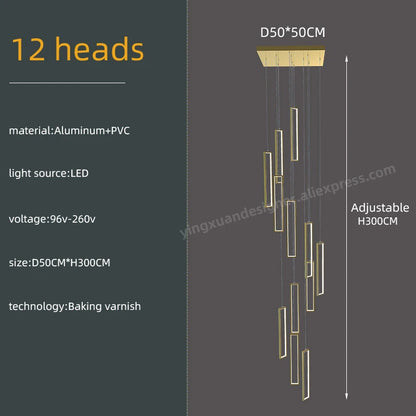 Suspension LED Minimaliste en Aluminium, Luminaire Moderne pour Hall et Escalier