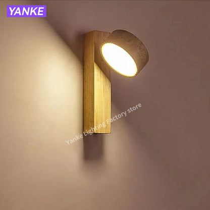 Applique Murale Japonaise Wabi Sabi en Travertin Jaune avec LED et Interrupteur à Chaînette