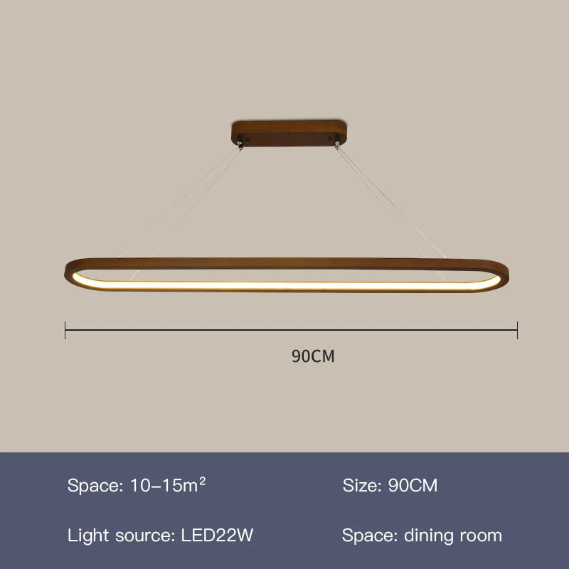 Suspension LED en bois design moderne, lumière blanche pour intérieur cosy