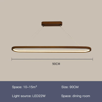 Suspension LED en bois design moderne, lumière blanche pour intérieur cosy