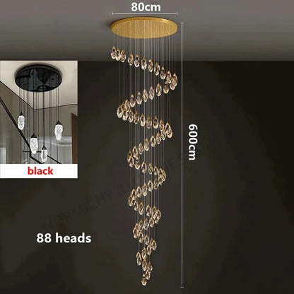 Lustre suspendu moderne en cristal LED, lumière chaude réglable pour intérieur design