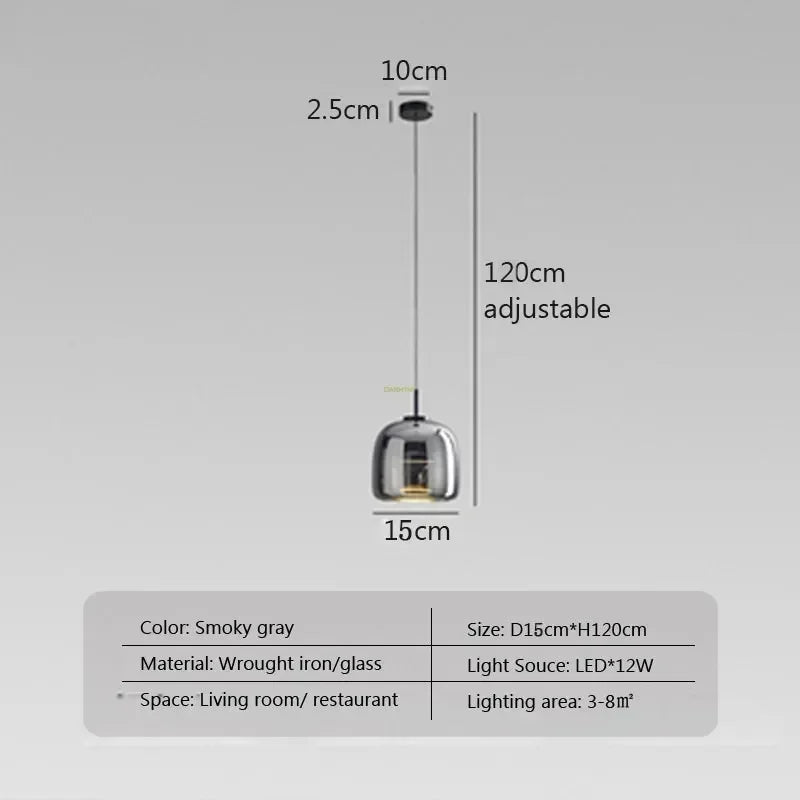 Suspension LED en verre design nordique, lumière chaude ambiance cosy