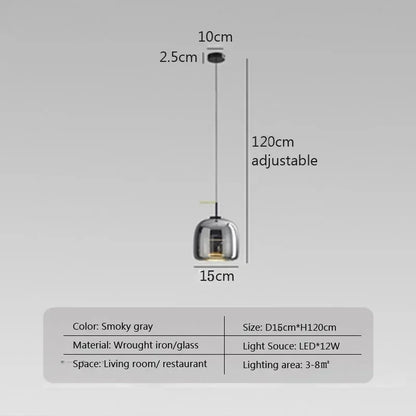 Suspension LED en verre design nordique, lumière chaude ambiance cosy