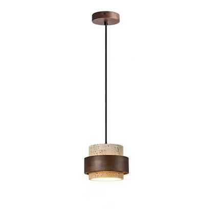 Suspension LED en pierre naturelle travertin noire, luminaire décoratif E27 réglable