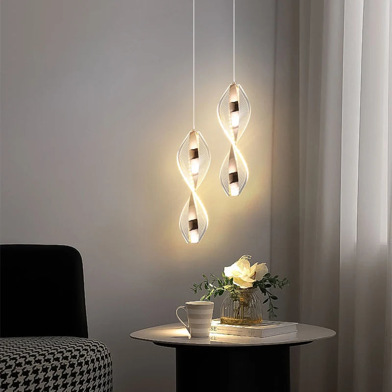 Suspension LED nordique en acrylique, lumière chaude et naturelle pour intérieur