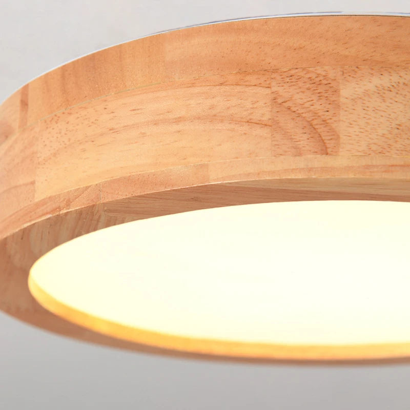 Plafonnier rond en bois LED style nordique pour ambiance chaleureuse