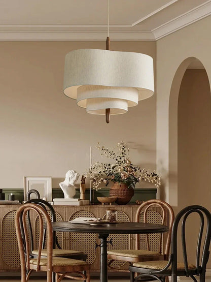 Suspension rétro japonaise en tissu Wabi Sabi, éclairage E27 pour salon et restaurant