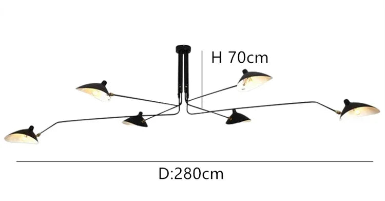 Plafonnier LED suspendu design araignée en métal noir, lumière chaleureuse pour salon et chambre