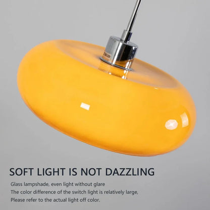 Suspension Bauhaus en verre blanc et orange, éclairage chaleureux pour intérieur moderne