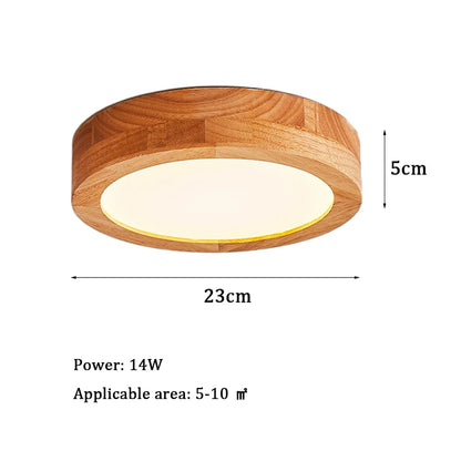 Plafonnier rond en bois LED style nordique pour ambiance chaleureuse