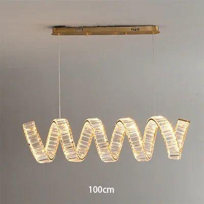 Suspension LED design moderne en fil métallique, luminaire décoratif d’intérieur en cristal